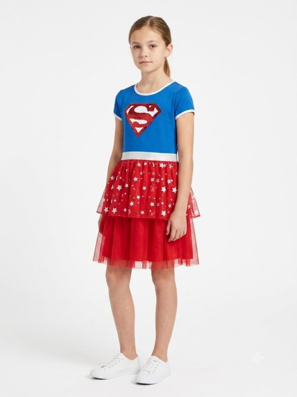 Girls Supergirl Costume Dress in Blue and Red - DC Comics